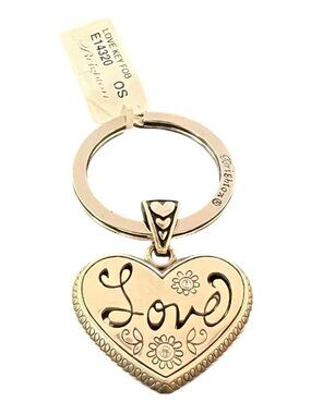 Brighton Heart-Shaped Love Key Fob With Engraved Sentiments & Floral Accents